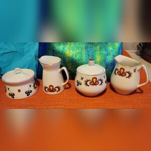 Two Sets Porsgrund Norway FARMERS ROSE Sugar Bowl and Creamer BENIFITS CHARITY